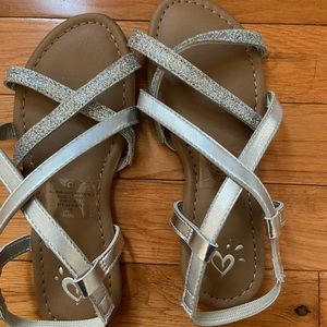 Girls Justice size 1 silver sandals